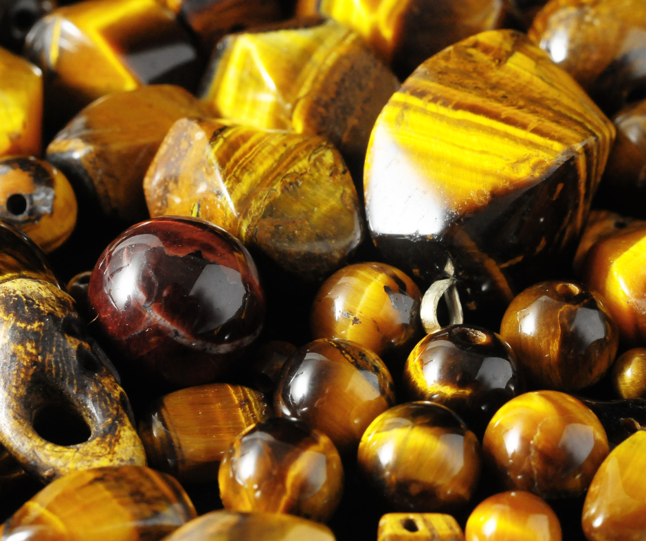 picture of tiger eye stone beads and other ornamental pieces