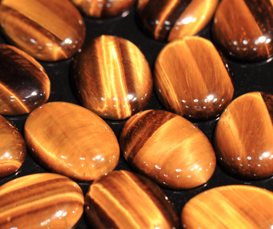 picture of polished and cut tiger eye stones to be used in bracelets 