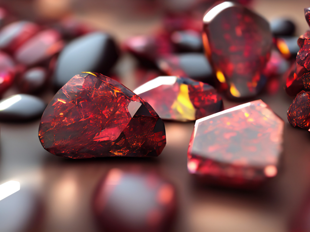 Garnet Stone scattered on desk